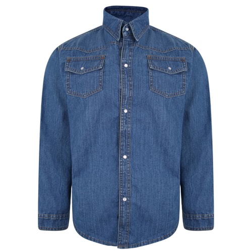KAM Long Sleeve Denim Shirt Stonewash